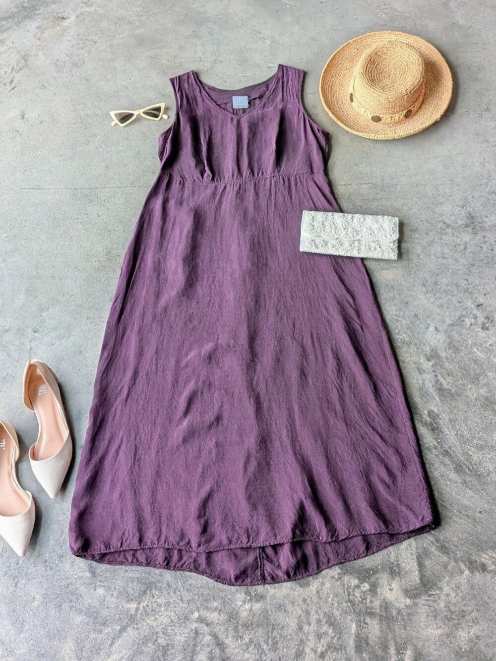 Vintage Rabbit Designs Purple Sleeveless Midi Dress size 12